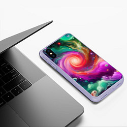 Чехол iPhone XS Max матовый Космическая неоновая фантазия - нейросеть, цвет: 3D-светло-сиреневый — фото 2