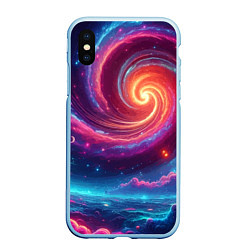 Чехол iPhone XS Max матовый Яркая неоновая галактика - нейросеть, цвет: 3D-голубой