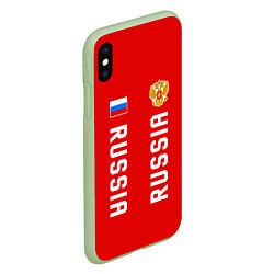 Чехол iPhone XS Max матовый Россия три полоски на красном фоне, цвет: 3D-салатовый — фото 2