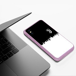Чехол iPhone XS Max матовый Juventus белый огонь текстура, цвет: 3D-сиреневый — фото 2