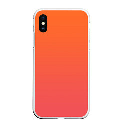 Чехол iPhone XS Max матовый Градиент оранжево-розовый, цвет: 3D-белый