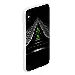 Чехол iPhone XS Max матовый Black green abstract nvidia style, цвет: 3D-белый — фото 2