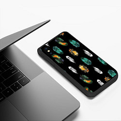 Чехол iPhone XS Max матовый Перья на черном фоне, цвет: 3D-черный — фото 2