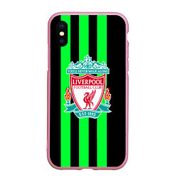 Чехол iPhone XS Max матовый Liverpool line green, цвет: 3D-розовый