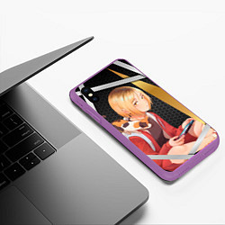 Чехол iPhone XS Max матовый Кенма Козуме из Волейбола, цвет: 3D-фиолетовый — фото 2