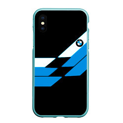 Чехол iPhone XS Max матовый BMW sport geometry blu, цвет: 3D-мятный