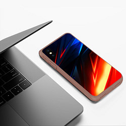 Чехол iPhone XS Max матовый Geometry stripes neon steel, цвет: 3D-коричневый — фото 2