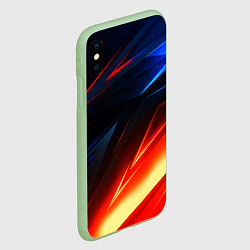 Чехол iPhone XS Max матовый Geometry stripes neon steel, цвет: 3D-салатовый — фото 2