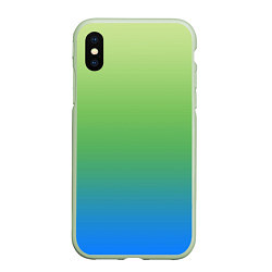 Чехол iPhone XS Max матовый Градиент зелёно-голубой, цвет: 3D-салатовый
