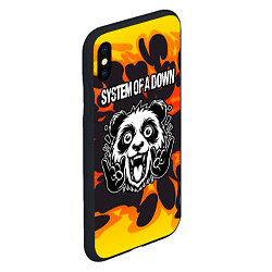 Чехол iPhone XS Max матовый System of a Down рок панда и огонь, цвет: 3D-черный — фото 2