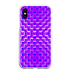 Чехол iPhone XS Max матовый Фиолетовые квадраты на белом фоне, цвет: 3D-белый