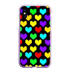 Чехол iPhone XS Max матовый Undertale heart pattern, цвет: 3D-сиреневый