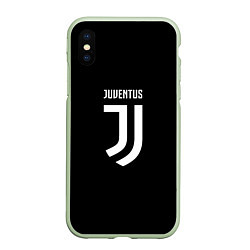 Чехол iPhone XS Max матовый Juventus sport fc белое лого, цвет: 3D-салатовый