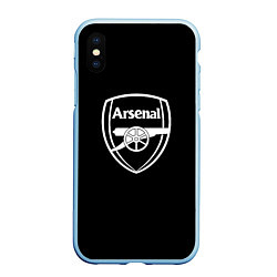 Чехол iPhone XS Max матовый Arsenal fc белое лого, цвет: 3D-голубой