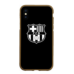 Чехол iPhone XS Max матовый Barcelona fc club белое лого