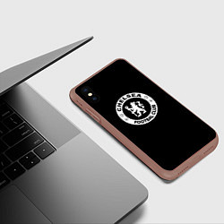 Чехол iPhone XS Max матовый Chelsea fc белое лого, цвет: 3D-коричневый — фото 2