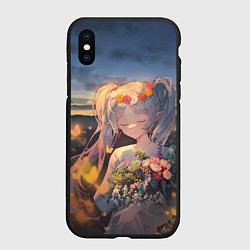 Чехол iPhone XS Max матовый Sousou no Frieren Фрирен smile, цвет: 3D-черный