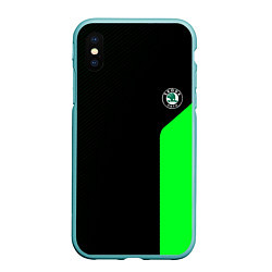 Чехол iPhone XS Max матовый Skoda pattern sport green