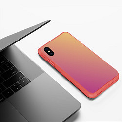 Чехол iPhone XS Max матовый Градиент желтый малиновый по диагонали, цвет: 3D-красный — фото 2