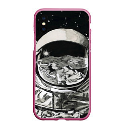 Чехол iPhone XS Max матовый Космонавт в черно-белом мире