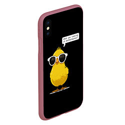 Чехол iPhone XS Max матовый Утенок в очках, цвет: 3D-малиновый — фото 2