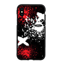 Чехол iPhone XS Max матовый Форд на фоне граффити и брызг красок, цвет: 3D-черный