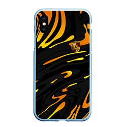 Чехол iPhone XS Max матовый Porsche - Желтые разводы, цвет: 3D-голубой