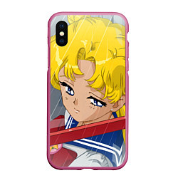 Чехол iPhone XS Max матовый Sailor Moon Усаги Цукино грустит, цвет: 3D-малиновый