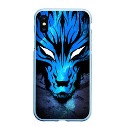 Чехол iPhone XS Max матовый Genshin Impact - Волк Севера, цвет: 3D-голубой