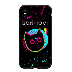 Чехол iPhone XS Max матовый Bon Jovi - rock star cat