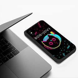 Чехол iPhone XS Max матовый Bon Jovi - rock star cat, цвет: 3D-черный — фото 2