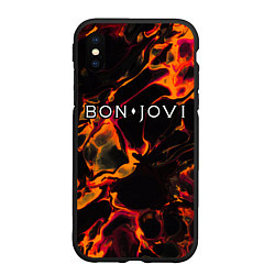 Чехол iPhone XS Max матовый Bon Jovi red lava