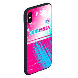 Чехол iPhone XS Max матовый Borussia neon gradient style посередине, цвет: 3D-черный — фото 2