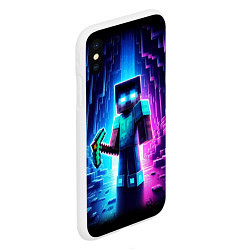 Чехол iPhone XS Max матовый Minecraft - neon character ai art, цвет: 3D-белый — фото 2