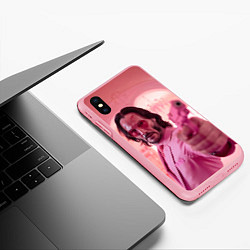 Чехол iPhone XS Max матовый Джон Уик в розовых очках сердечках, цвет: 3D-баблгам — фото 2