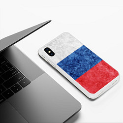Чехол iPhone XS Max матовый Флаг России разноцветный, цвет: 3D-белый — фото 2