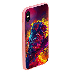 Чехол iPhone XS Max матовый Человек с пилой в брызгах краски, цвет: 3D-баблгам — фото 2