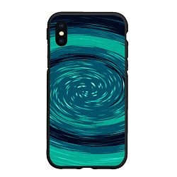 Чехол iPhone XS Max матовый Сине-зелёный спираль