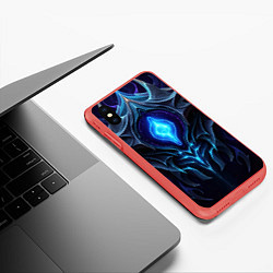 Чехол iPhone XS Max матовый Магическая синяя абстракция, цвет: 3D-красный — фото 2