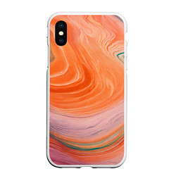 Чехол iPhone XS Max матовый Мраморный паттерн, цвет: 3D-белый