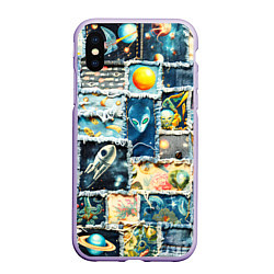 Чехол iPhone XS Max матовый Космические обитатели - пэчворк