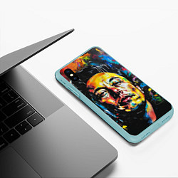 Чехол iPhone XS Max матовый Граффити портрет Илона Маска, цвет: 3D-мятный — фото 2