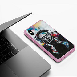 Чехол iPhone XS Max матовый Илон Маск граффити портрет на серой стене, цвет: 3D-розовый — фото 2
