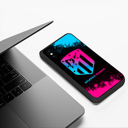 Чехол iPhone XS Max матовый Atletico Madrid - neon gradient, цвет: 3D-черный — фото 2