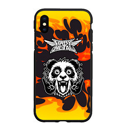 Чехол iPhone XS Max матовый Babymetal рок панда и огонь, цвет: 3D-черный