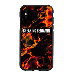 Чехол iPhone XS Max матовый Breaking Benjamin red lava, цвет: 3D-черный