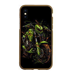 Чехол iPhone XS Max матовый Зеленый ретро-мотоцикл