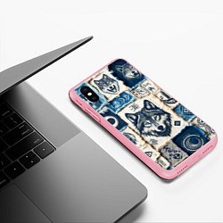 Чехол iPhone XS Max матовый Волки на дениме, цвет: 3D-баблгам — фото 2