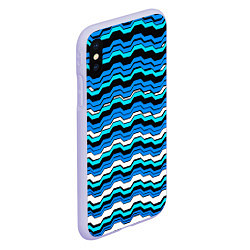 Чехол iPhone XS Max матовый Синие техно волны, цвет: 3D-светло-сиреневый — фото 2