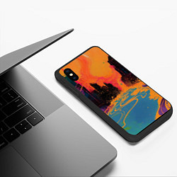 Чехол iPhone XS Max матовый Абстрактная городская улица со зданиями и река, цвет: 3D-черный — фото 2